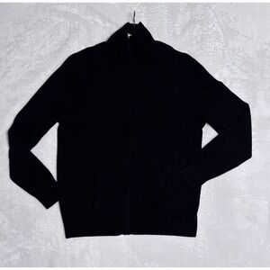 Neiman Marcus Cashmere Collection Sweater Women's Black Small full zipper pocket
